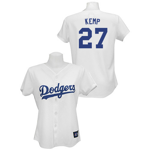 Matt Kemp #27 mlb Jersey-L A Dodgers Women's Authentic Home White Baseball Jersey